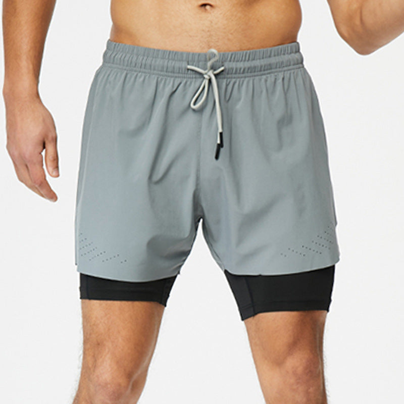 Double-layer Professional Running Shorts Quick-drying Breathable Fitness Shorts - Zalixer