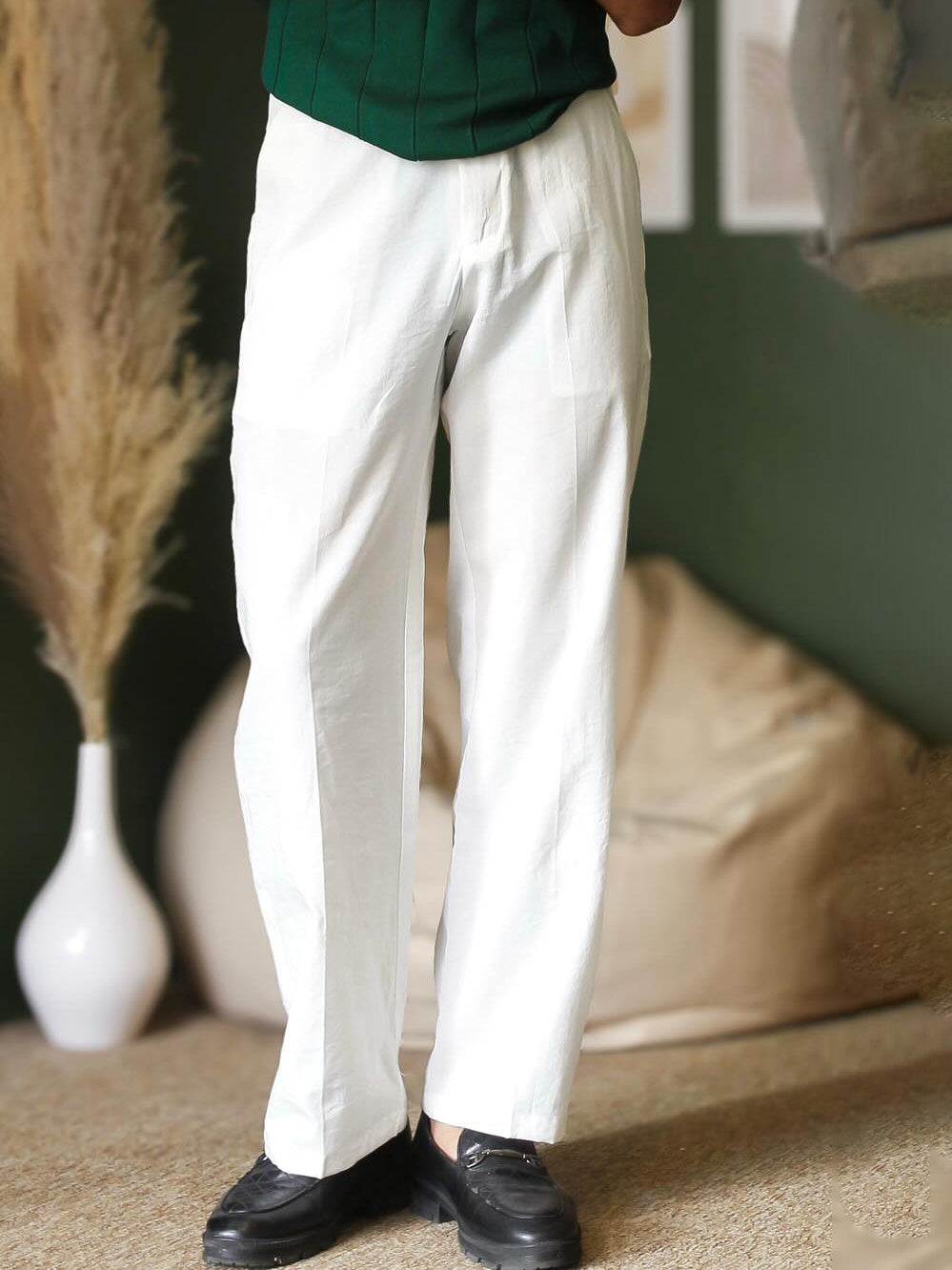Elegant Solid Color High Waist Pants