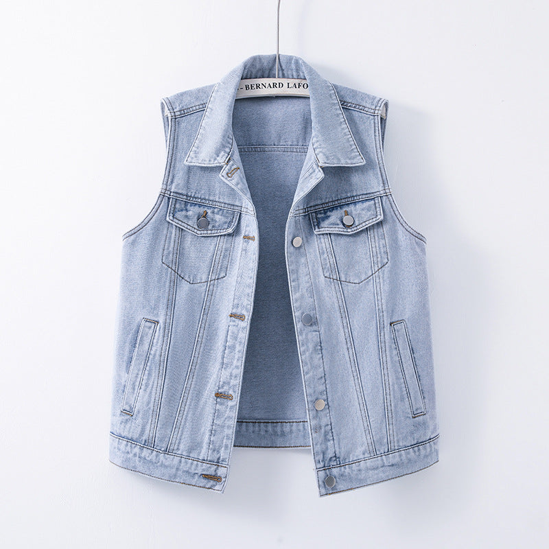 New Loose-fitting Waistcoat Denim Coat Women's Sleeveless Waistcoat Top - Zalixer