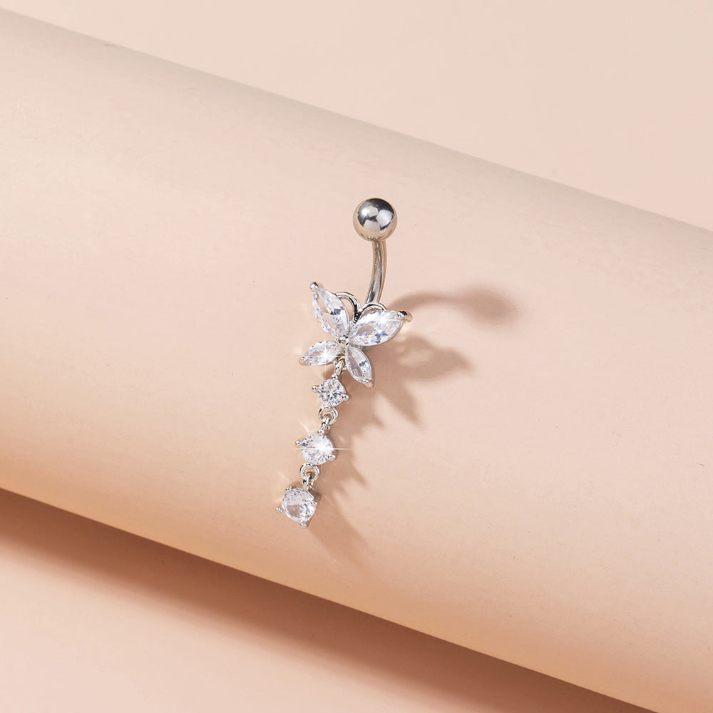 Women's Butterfly Zircon Umbilical Ring Piercing Jewelry