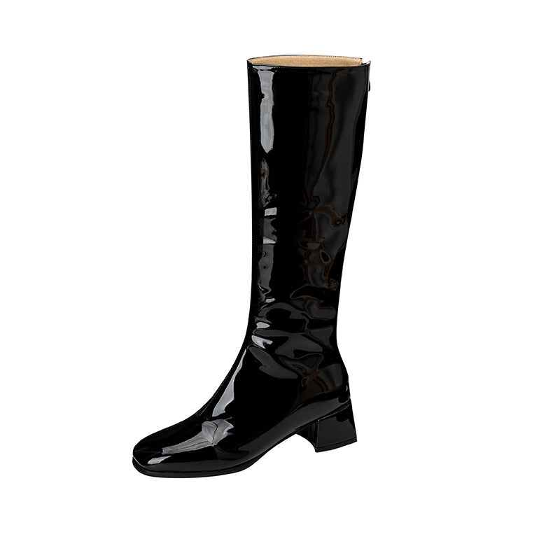 Womens Stylish Chunky-heeled Square-toe Over-the-knee Boots - Zalixer