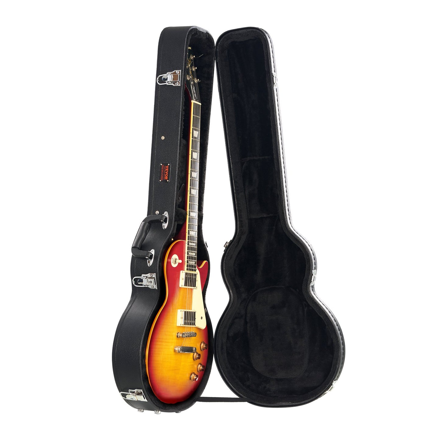 Electric Guitar Hard Case, 41.34 In Gourd-Shaped Guitar Hard Case, With Lock Latch Keys Handle, PVC Padding Soft Lining Water-Resistant Hard Shell Guitar Case, For 39 In LES Paul Guitars, Black - Zalixer