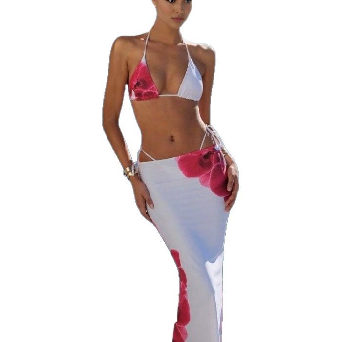 Printed Sexy Bandage Skirt Bikini Swimsuit - Zalixer