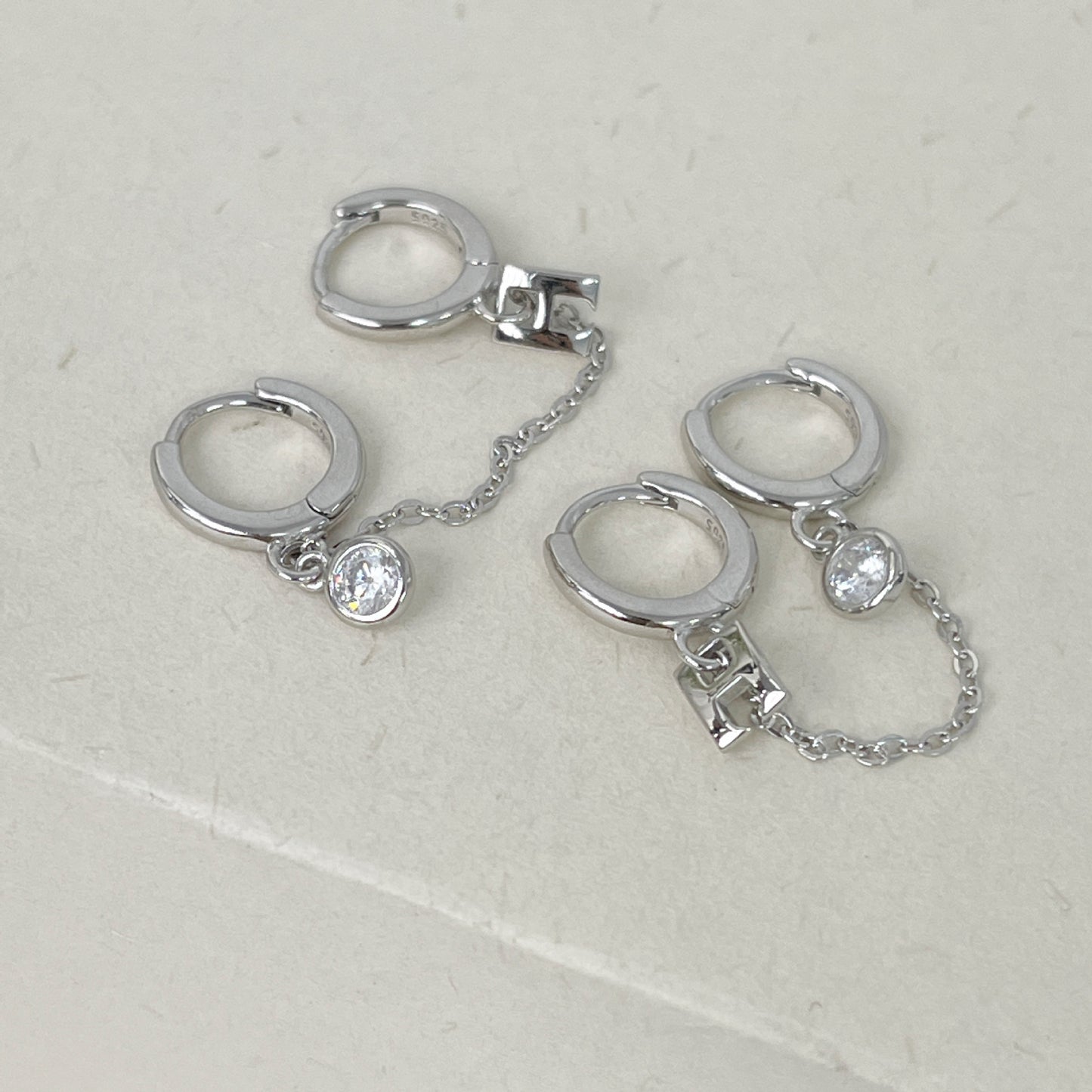 Women's Graceful And Fashionable Sterling Silver Double Ear Piercings Earrings