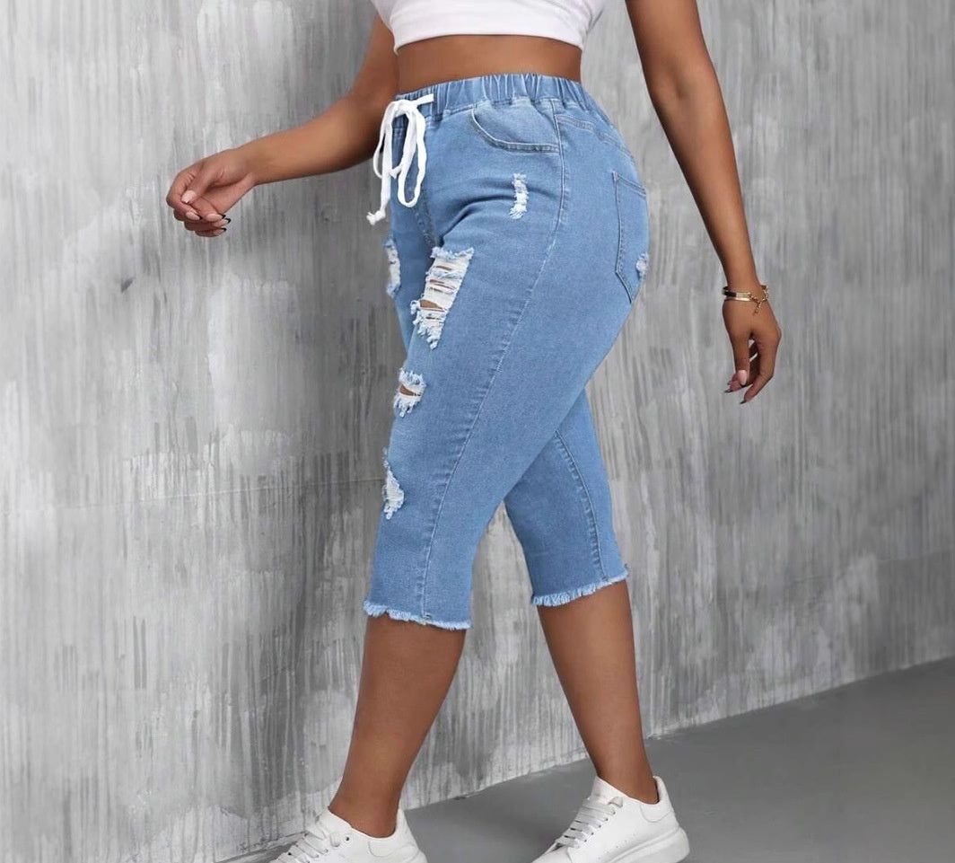 Womens Slimming Ripped Plus-Size Jeans - Zalixer