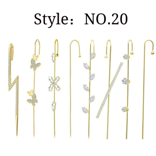 Zircon Earrings Slash Lightning Piercing Stud