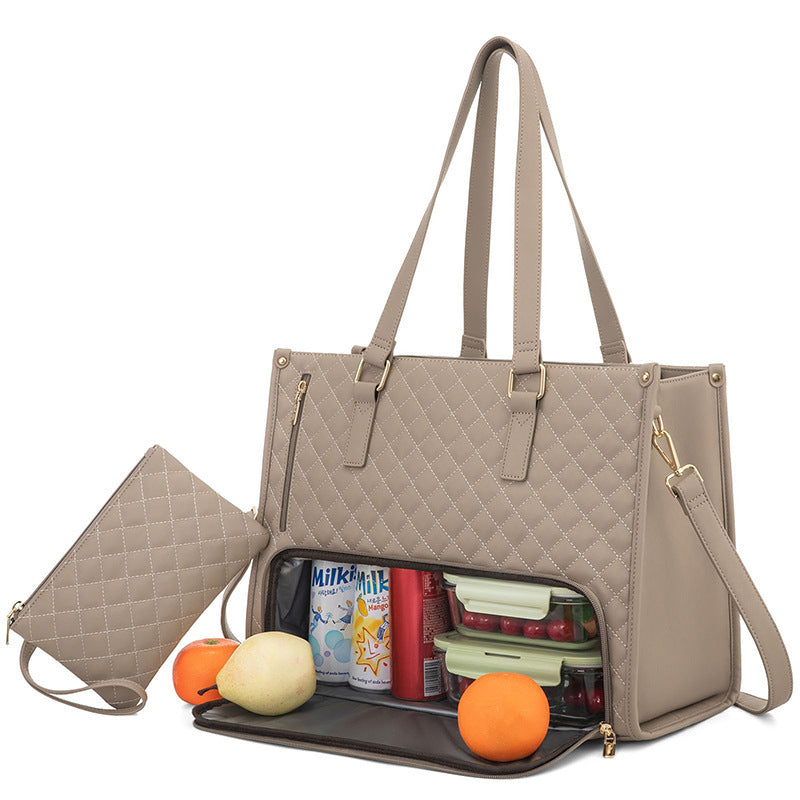 Fashionable Lunch Tote Bag Women's Thermal Insulation Lunch Box Leak-proof Crossbody Computer Storage Bag Quilted Large Capacity Handbag With Purse - Zalixer