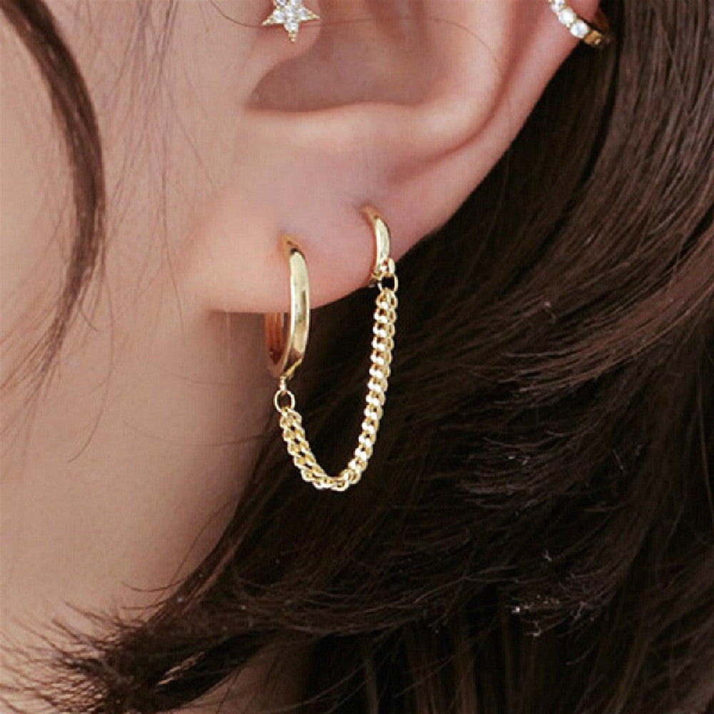 Double Ear Piercings One-piece Earrings