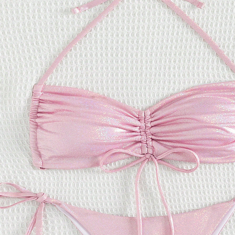 Bikini Drawstring Strap Swimsuit Reflective Women - Zalixer