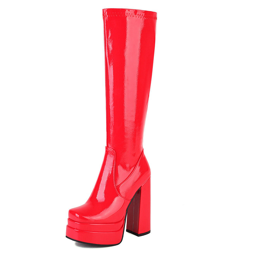 Womens Chunky-heel High-heeled Boots With Thick Soles - Zalixer