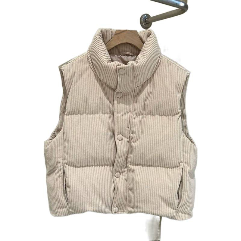 Womens Stylish Short Vest With A Stand-up Collar - Zalixer