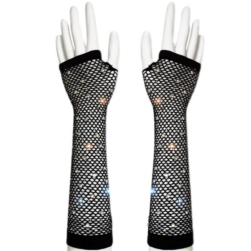 Fishing Net Hot Drill Finger Lace Gloves Clothing Accessories - Zalixer