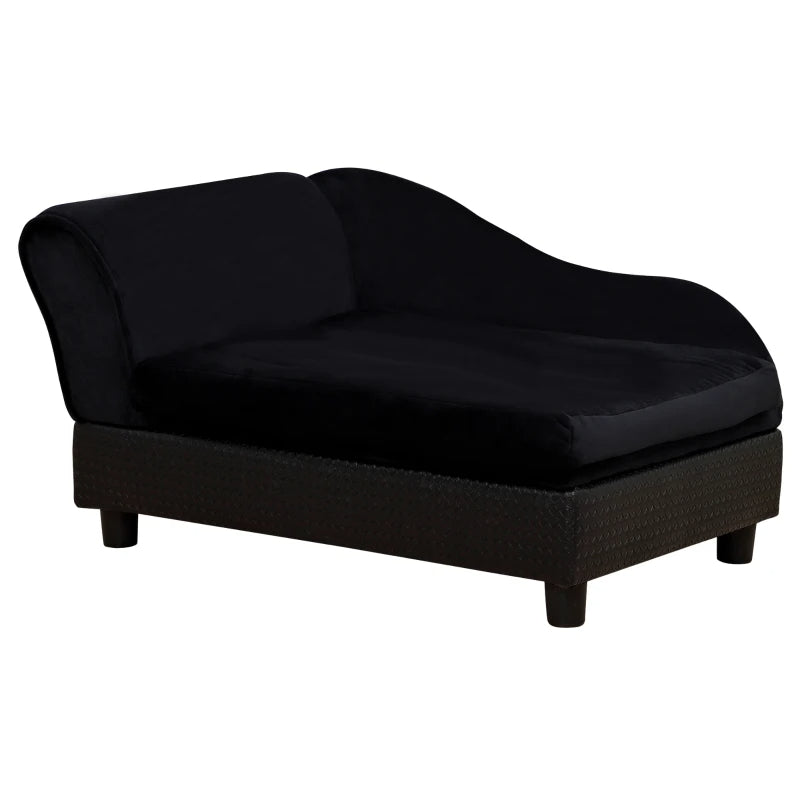 PawHut Pet Sofa Bed Couch With Storage, Pet Sofa For Cats And Small Dogs, Black - Zalixer