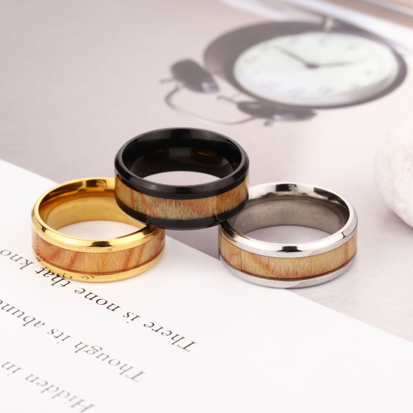 New Fashion Simple European And American Wood Leather Ring