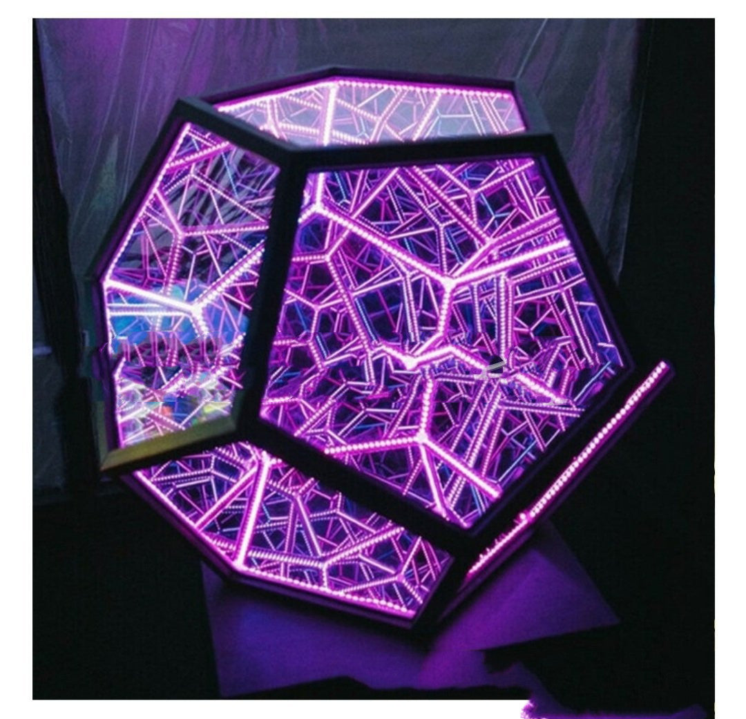 Night Light Creative And Cool Infinite Dodecahedron Color Art Light Bedroom Led Luminaria Galaxy Projector Table Lamp - Zalixer