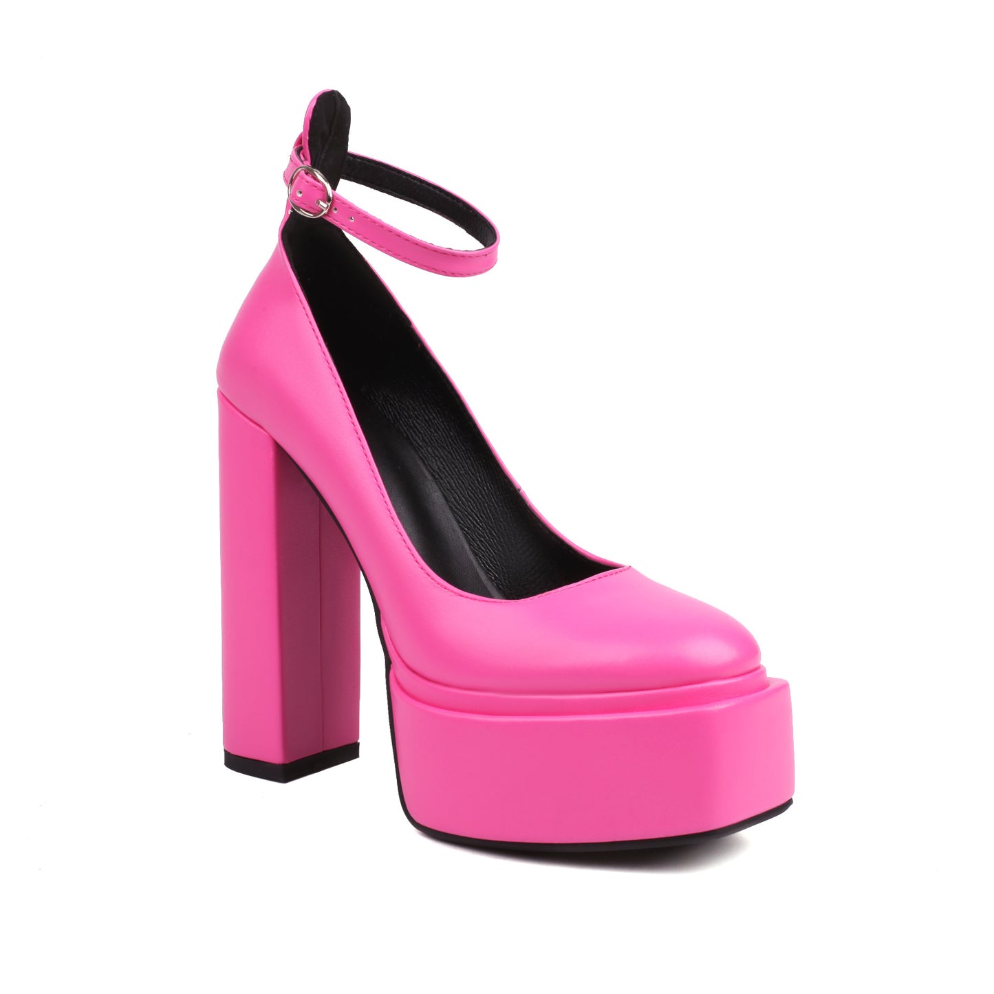 Spring Womens Pointed-Toe Chunky-Heel Buckle High Heels - Zalixer
