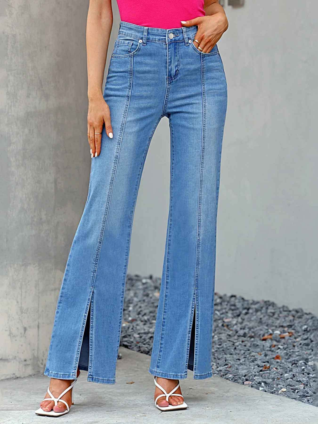 Womens Stylish Slim-fit Blue Jeans - Zalixer
