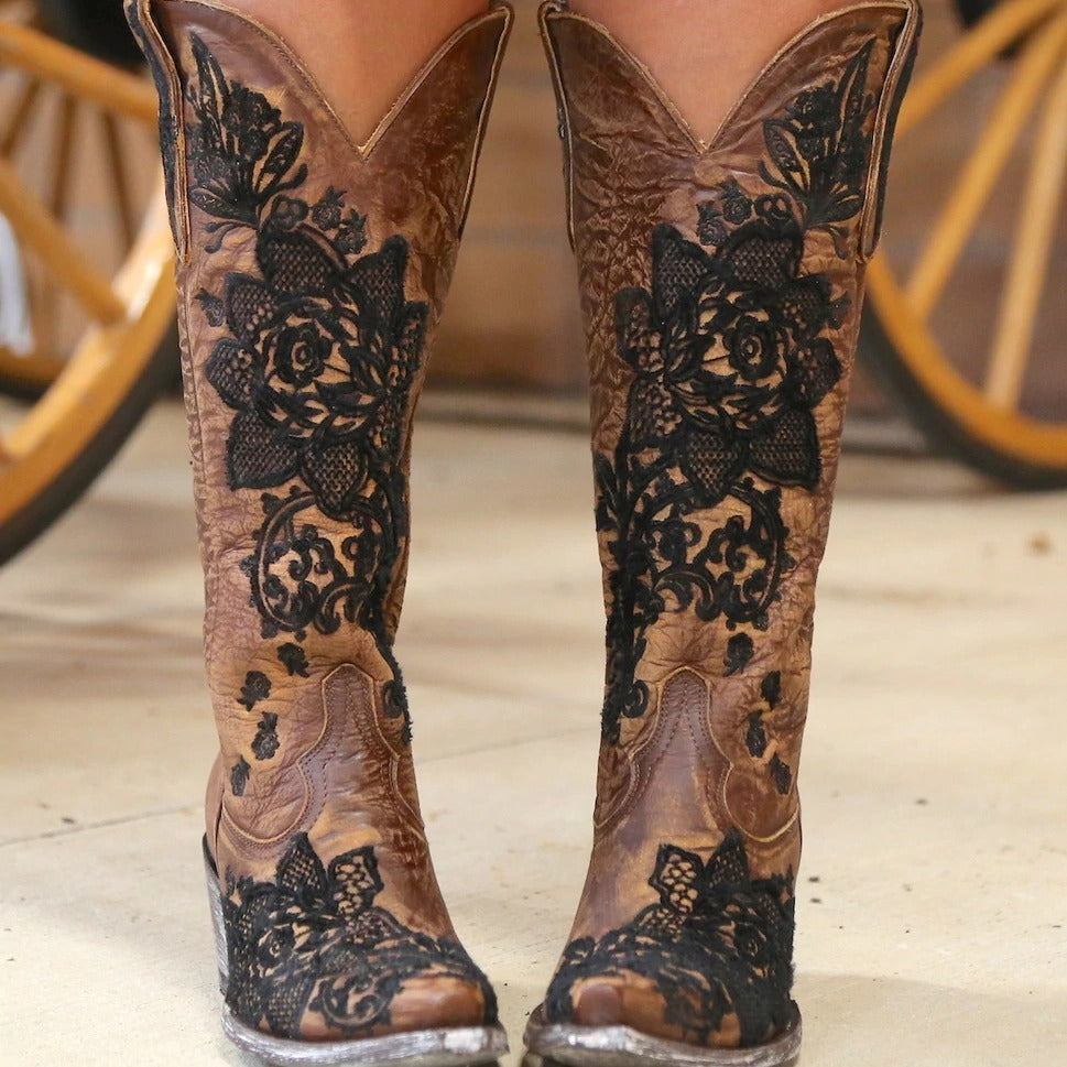 Womens Mid-Calf Boots With Embroidery Ethnic Style And A Comfortable Mid-Heel - Zalixer