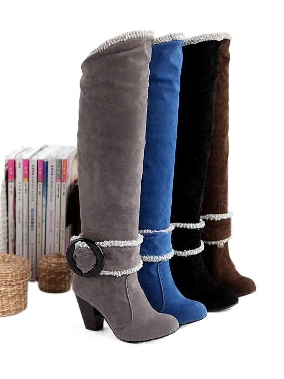 Womens Boots Shoes High Heeled Knee High Boots - Zalixer