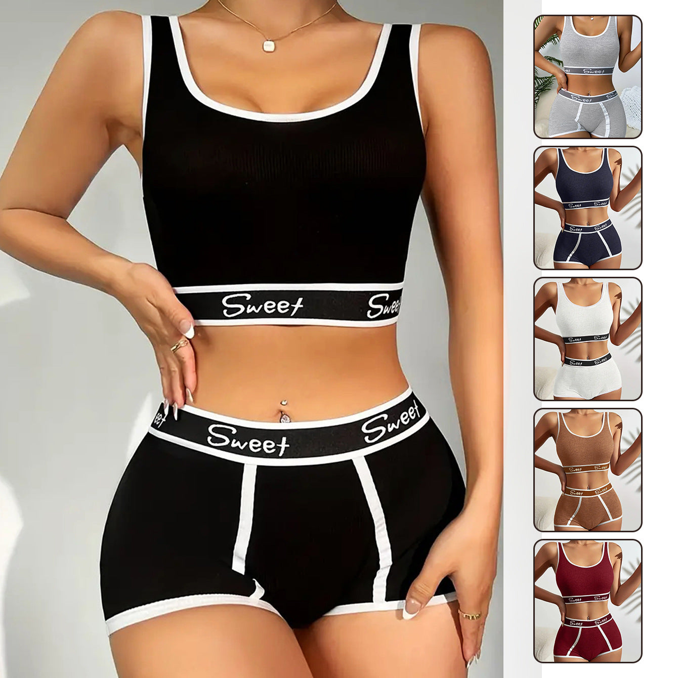 Workout Underwear Cotton Wide-brimmed Letters Sports Underwear Suit - Zalixer