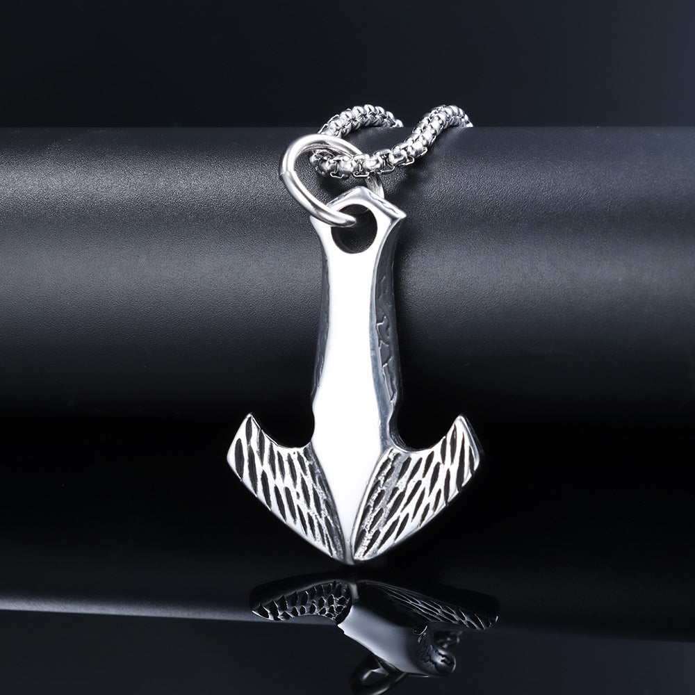 Retro-style Minimalist Anchor-shaped Titanium Steel Pendant Retro And Minimalist