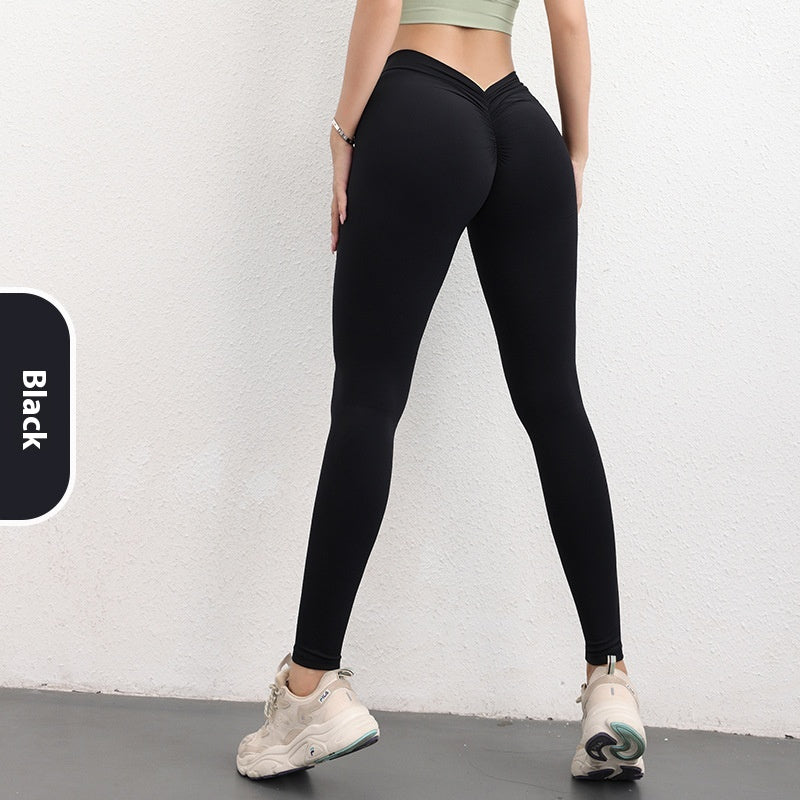 Fashion V-shaped Yoga Pants Ins High Waist Trousers Hip Lifting Sports Fitness Pants Womens Clothing - Zalixer