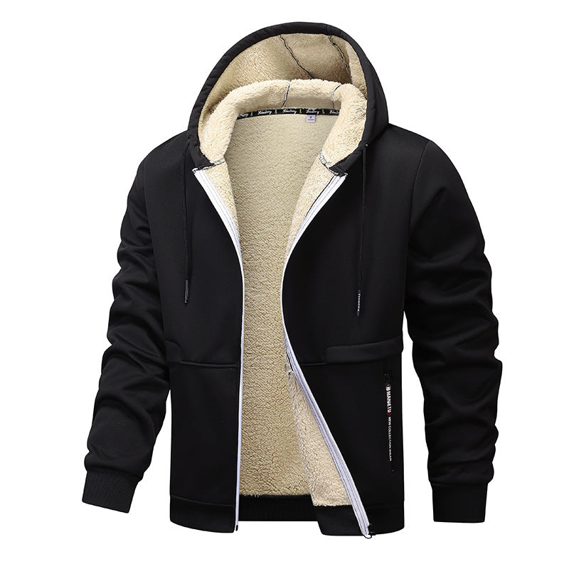 Casual Hoodies For Men Heavyweight Fleece Sweatshirt Winter Thick Sherpa Lined Hooded Zipper Jacket Thick Streetwear Coats - Zalixer