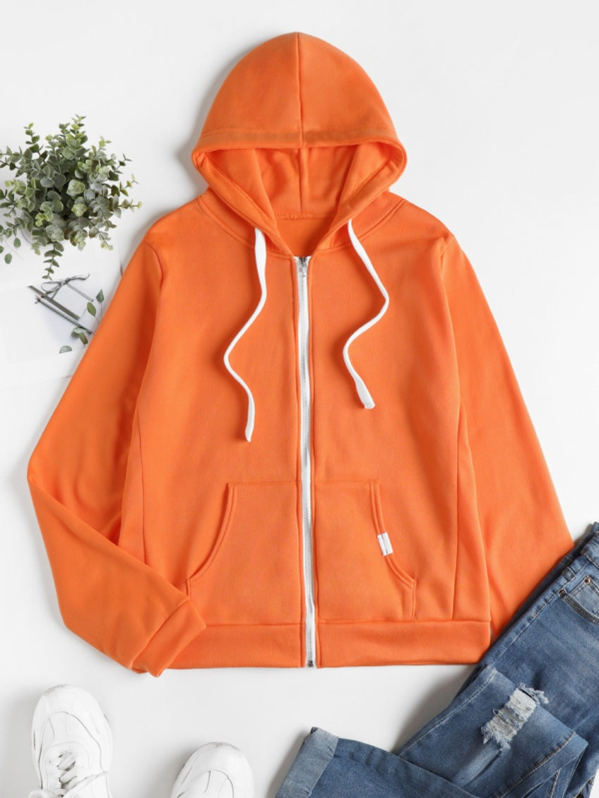 Womens Casual Sporty Cardigan With Zipper Hooded Sweatshirt - Zalixer