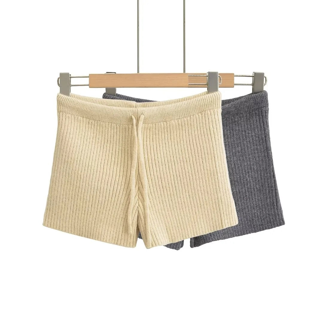 Elastic Elastic Hip Knitted Shorts Women's Knitted Shorts - Zalixer