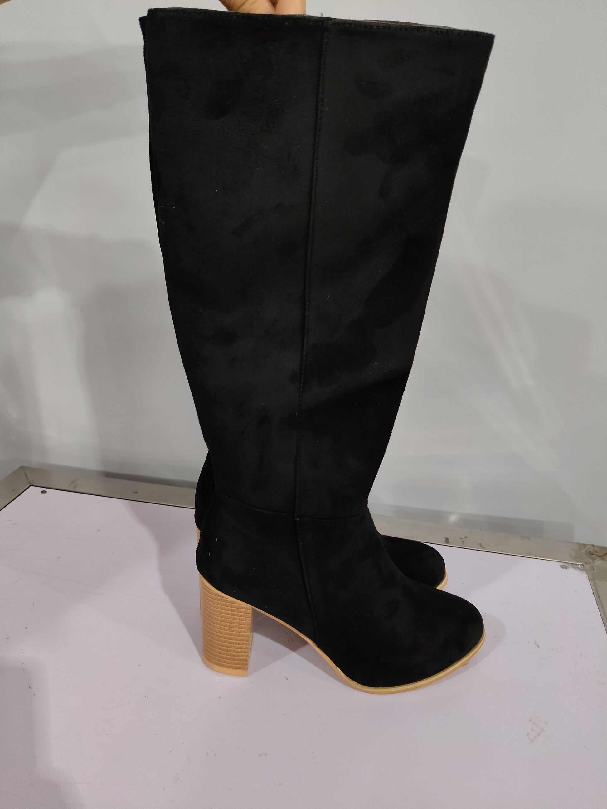 Womens Boots Shoes Heeled Knee High Elegant Solid Color Zipper - Zalixer