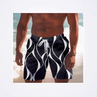 Mens Swim Trunks Beach Shorts With A Simple 3D Line Design  Perfect For Quick drying Summer Outdoor Activities - Zalixer
