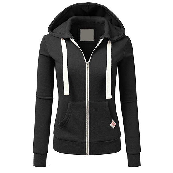 Womens Casual Sporty Cardigan With Zipper Hooded Sweatshirt - Zalixer