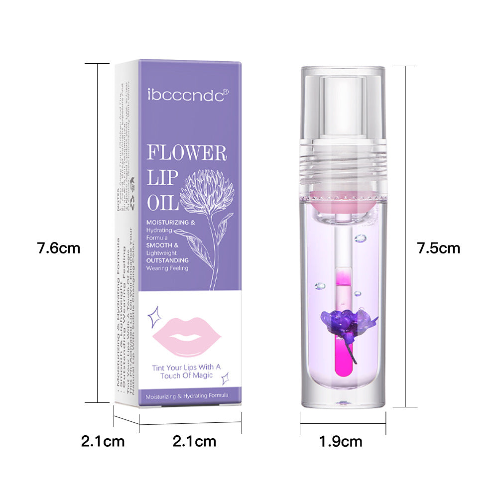 Flower Color Changing Lip Oil Moisturizing Jelly Lipgloss Clear Temperature Change Liquid Lipstick Reduce Lip Line Make Up - Zalixer