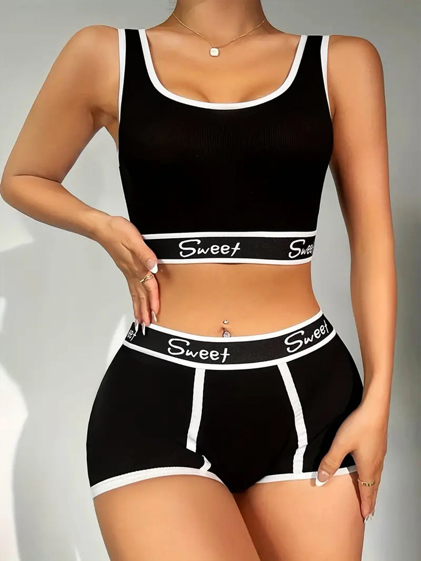 Workout Underwear Cotton Wide-brimmed Letters Sports Underwear Suit - Zalixer