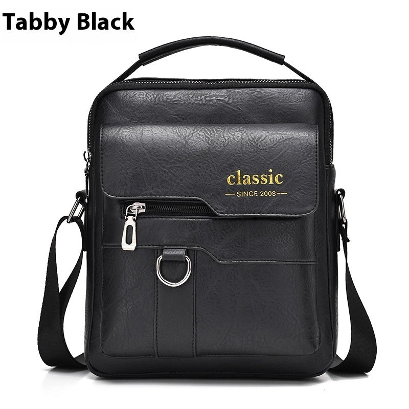 Popular Men's Messenger Bag One Shoulder Retro Business Backpack PU Leather Flaps Crossbody Bags Business Flap Male Solid Travel Bag - Zalixer