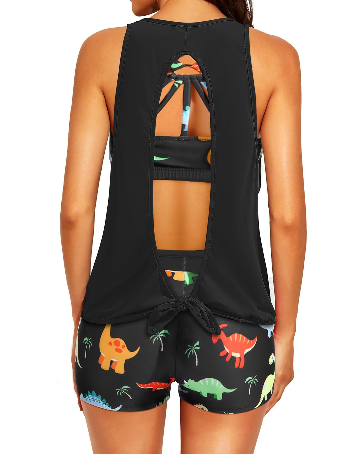 Women's Printed Swimsuit Hollow Backless Covered Belly Swimsuit Suit