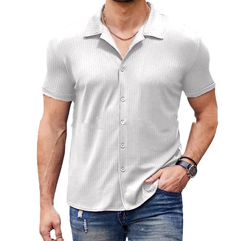 Casual Collar Short Sleeve  Polo Shirt With Button Men's Cotton Blend Shirt - Zalixer