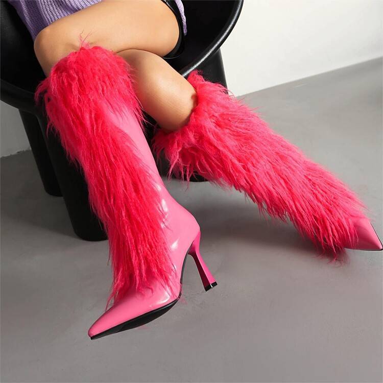 Womens Tassel Boots Stylish HighHeel Long Boots With A Side Zipper - Zalixer
