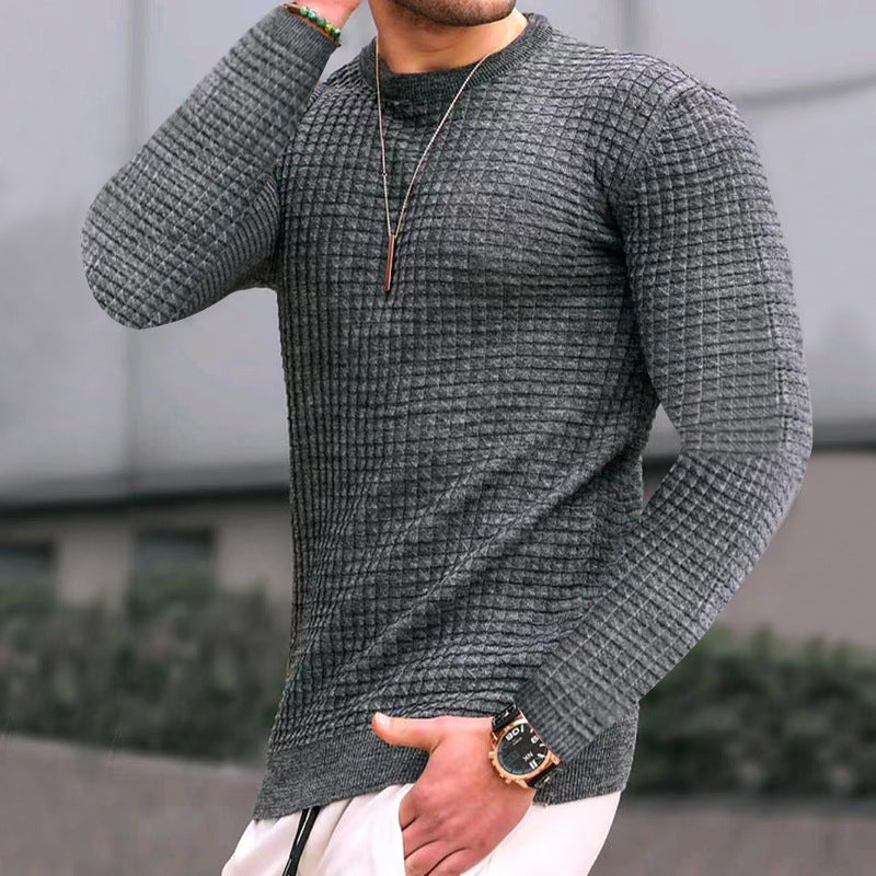 Trend Crew-neck Pullover Loose Knitted Long-sleeved Cotton Top