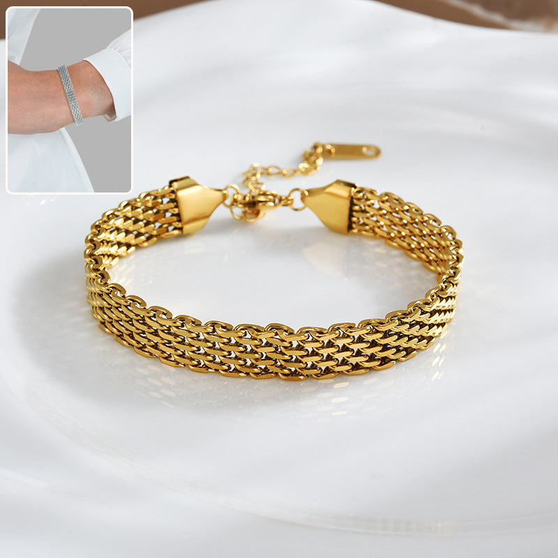Women's Chain Bracelet Business Casual Golden Silver Metal Bracelet Jewelry - Zalixer