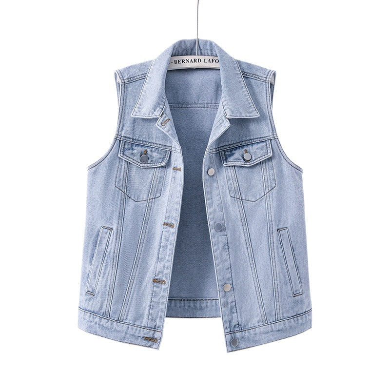 New Loose-fitting Waistcoat Denim Coat Women's Sleeveless Waistcoat Top - Zalixer