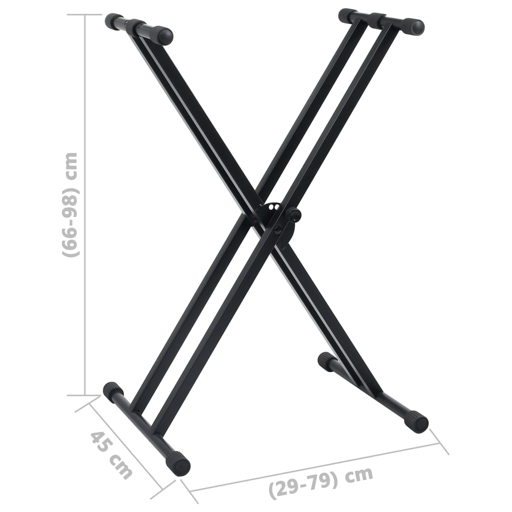 Double-Strut Keyboard Stand and Stool Set Black