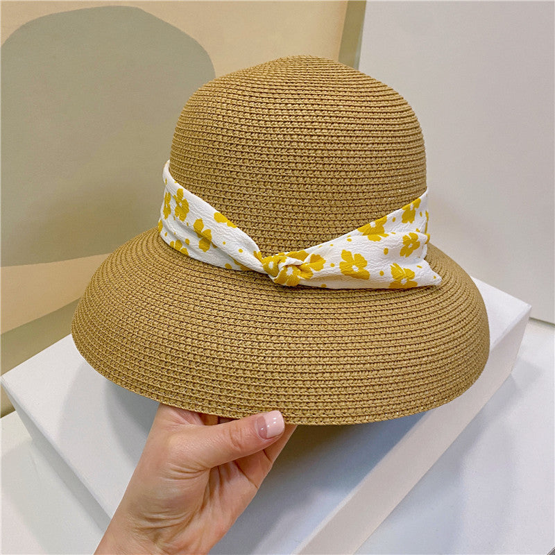 Pastoral Style Sunshade Hat With Small Flower Straps - Zalixer